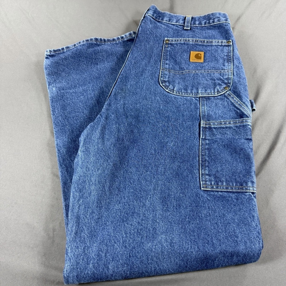 Vintage Carhartt B73-DST Mens Double Knee Jeans Denim Loose Original Fit 38x36
